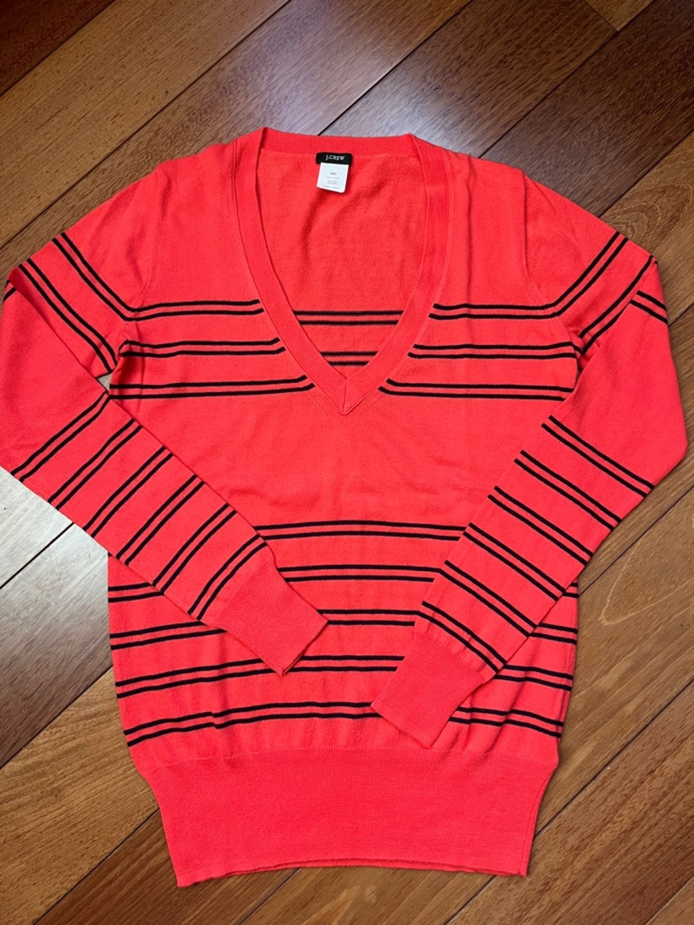 NWOT J. Crew Summer Stripe Cotton V Neck Sweater